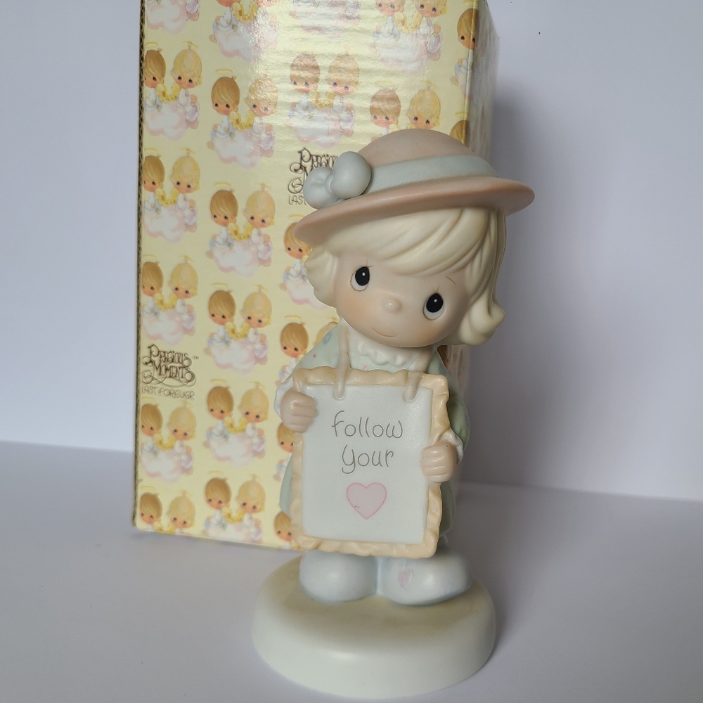 Precious Moments Vintage Girl Follow Your Heart Collectible Porcelain Figurine